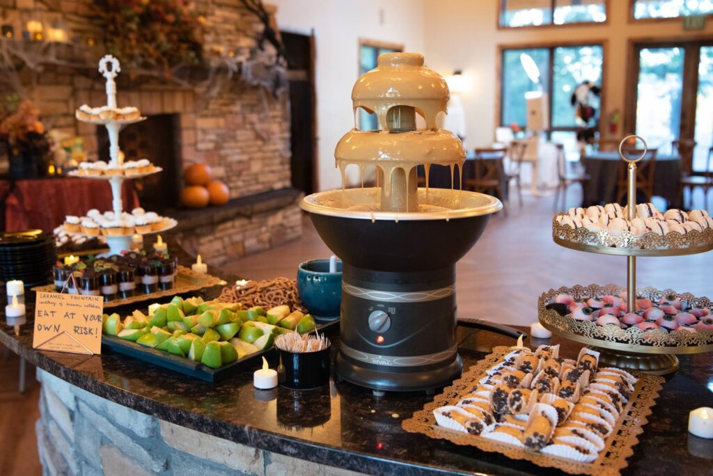 Food setup for a Halloween party at The Lodge at Cathedral Pines in Colorado Springs 
