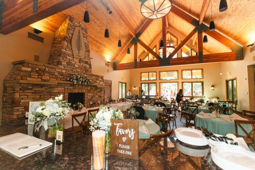 An all inclusive wedding set up at The Lodge at Cathedral Pines