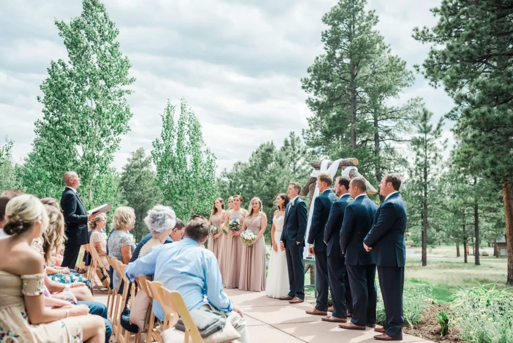 Outdoor wedding ceremony at The Lodge at Cathedral Pines