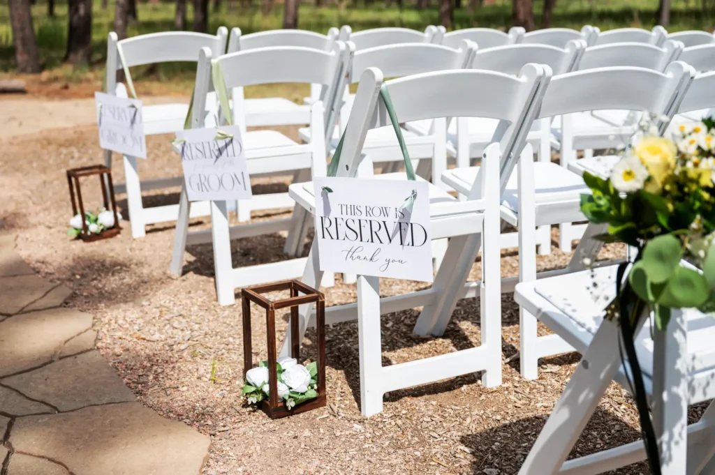 Personalized decor at an outdoor wedding