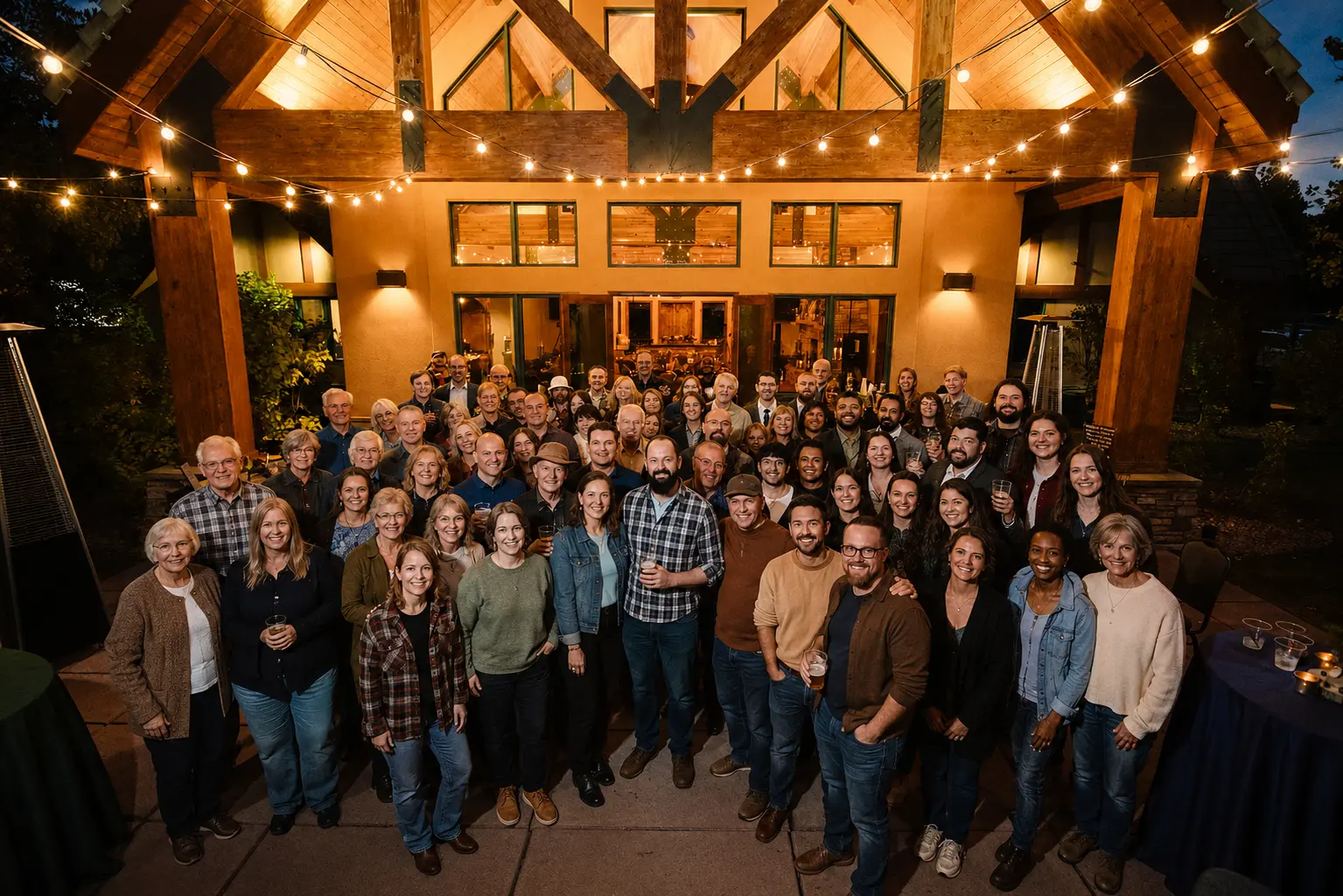People celebrating at Colorado Springs venue The Lodge at Cathedral Pines